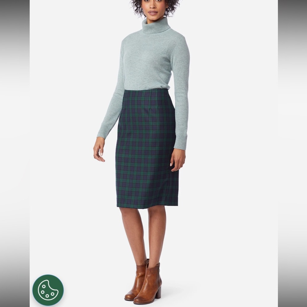 Green and Blue Tartan Plaid Pencil Skirt Size 12 - Picture 2 of 5